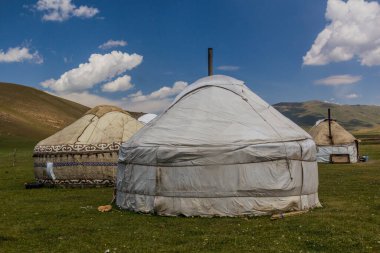 Kırgızistan, Song Kul Gölü yakınlarındaki Yurt kampı.