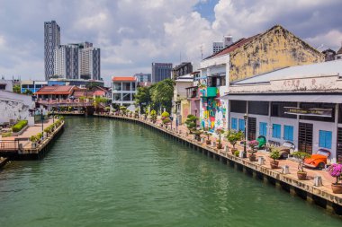 MALACCA, MALAYASIA - 19 Mart 2018: Malacca Nehri (Melaka)).
