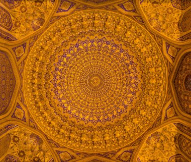 Semerkant, Özbekistan 'da Madrasa Tilya Kori' nin Tavanı
