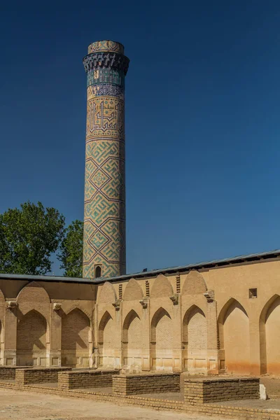 Minaret Mešity Bibi Khanym Samarkandu Uzbekistán — Stock fotografie