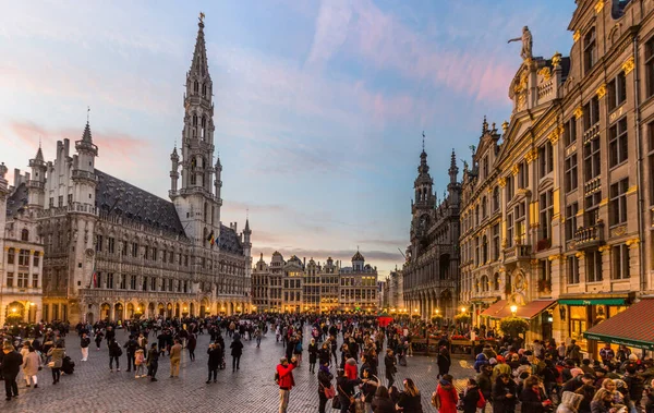 Bruselas Bélgica Nov 2018 Vista Nocturna Grand Place Grote Markt — Foto de Stock