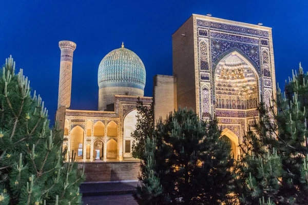 Večerní Pohled Gur Amir Mauzoleum Samarkandu Uzbekistánu — Stock fotografie