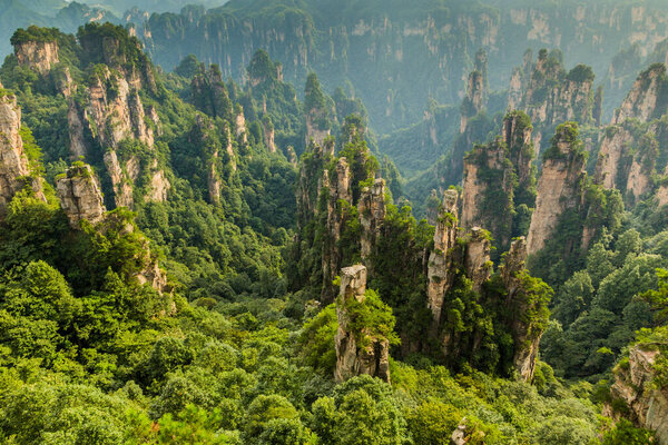 Rock formations in Wulingyuan Scenic Area of Zhangjiajie Forest Park, China