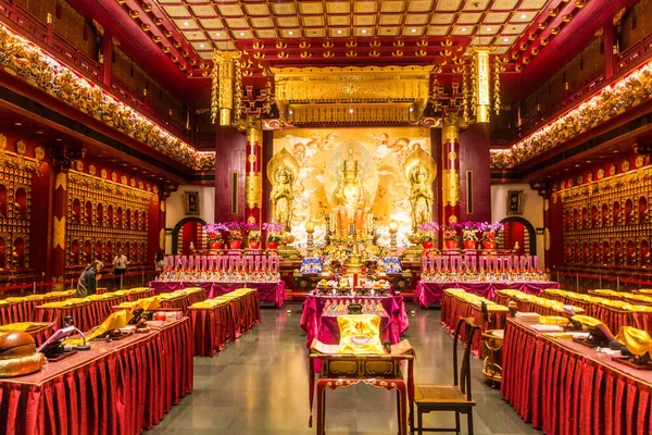 Singapore Singapore Března 2018 Interiér Chrámu Buddha Zubní Relic Čínské — Stock fotografie