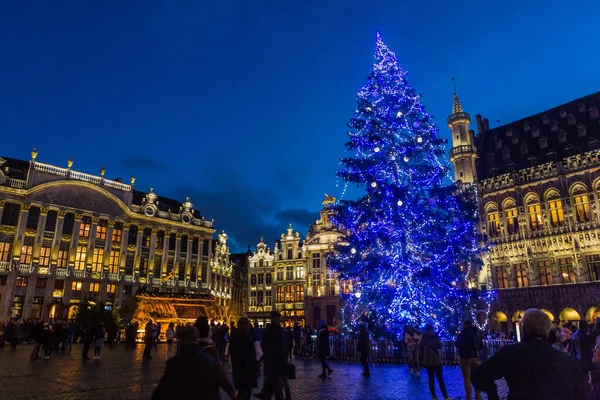 Brussels Belgia Grudzień 2018 Wieczorny Widok Grand Place Grote Markt — Zdjęcie stockowe