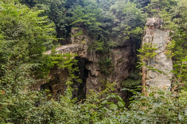 Skalní Most Wulingyuan Scénická Historická Zájmová Oblast Zhangjiajie National Forest — Stock fotografie