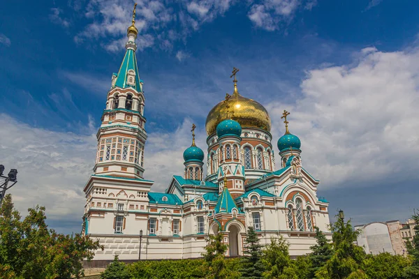 Catedral Asunción Uspenskiy Kafedralnyy Sobor Omsk Rusia — Foto de Stock