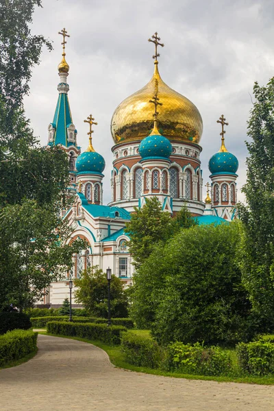 Catedral Asunción Uspenskiy Kafedralnyy Sobor Omsk Rusia — Foto de Stock