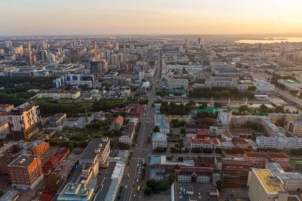 Aerial View Yekaterinburg Sunset Russia — Stock Photo, Image