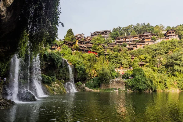 Wodospad Mieście Furong Zhen Prowincja Hunan Chiny — Zdjęcie stockowe