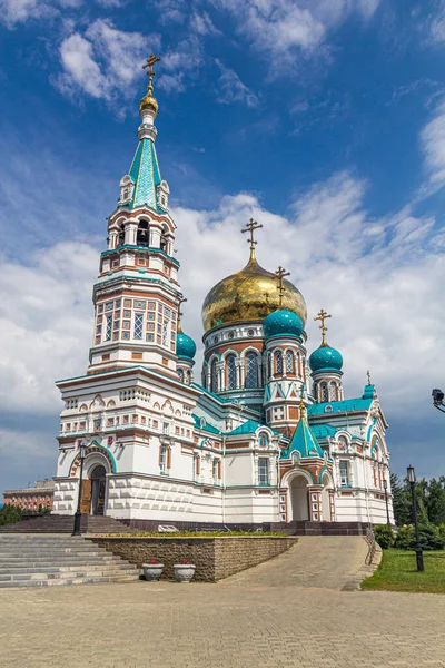 Catedral Asunción Uspenskiy Kafedralnyy Sobor Omsk Rusia — Foto de Stock