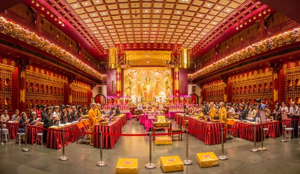 Singapore Singapore Maart 2018 Ceremonie Boeddha Tandrelikwie Tempel Chinatown Van — Stockfoto