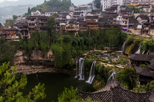 View Furong Zhen Town Waterfall Hunan Province China — Stock Photo, Image
