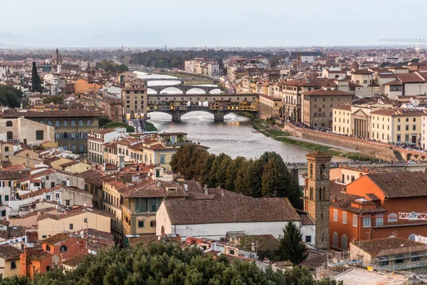 Aerial View Florence Italy Ponte Vecchio Old Bridge Other Bridges — Stock Photo, Image