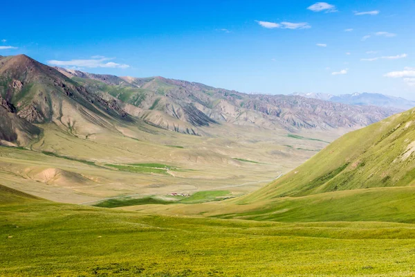 Valle Verde Cerca Del Lago Song Kul Kirguistán — Foto de Stock