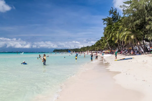 Boracay Filippine Febbraio 2018 Veduta Della Spiaggia Bianca Dell Isola — Foto Stock