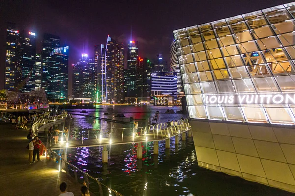 Singapore Singapore Mart 2018 Singapur Daki Marina Körfezi Siluetinin Gece — Stok fotoğraf