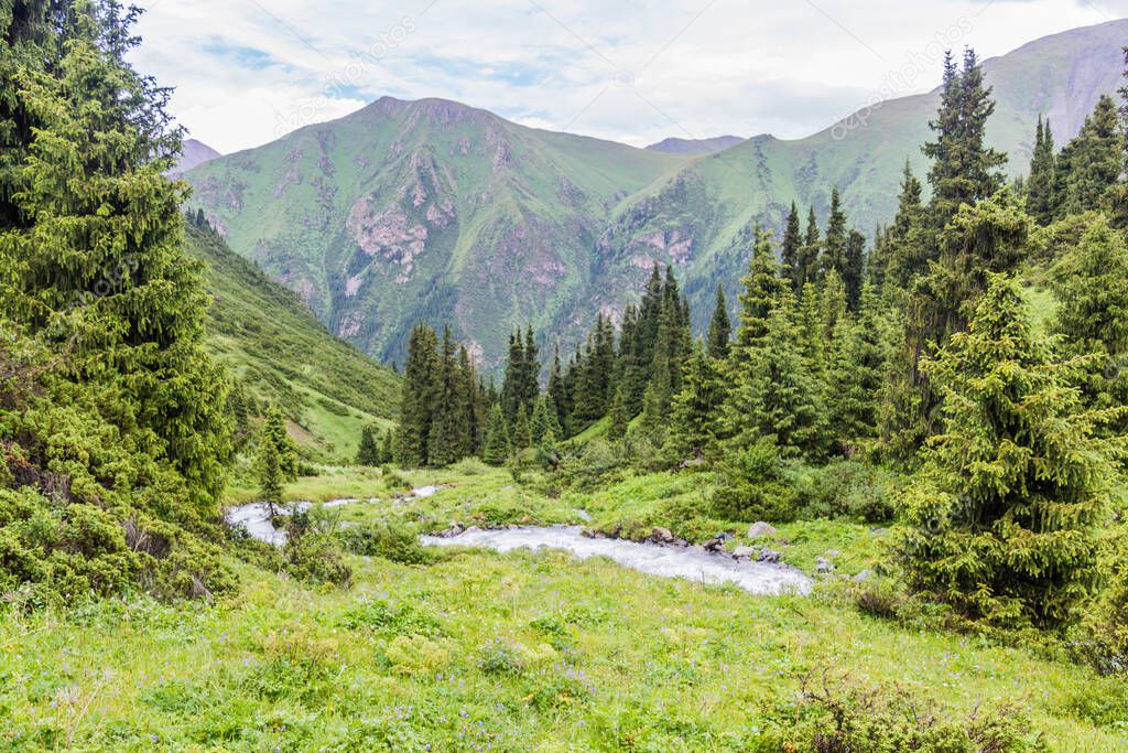 Valley near Ala Kul pass in Kyrgyzstan