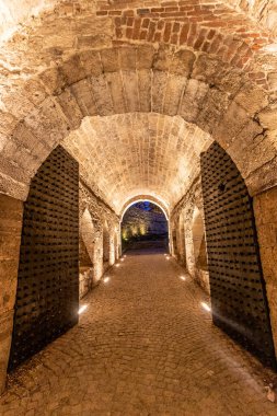 Sırbistan 'ın Belgrad Kalesinin Kraliyet Kapısı' nın akşam manzarası