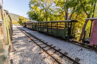 Sırbistan 'ın Mokra Gora kentindeki tren istasyonunda eski trenler