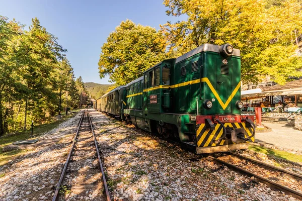 MOKRA GORA, SERBIA - 5 Ekim 2021: Sarganska Osmica 'nın (Sargan 8) Jatare istasyonundaki miras treni, Sırbistan