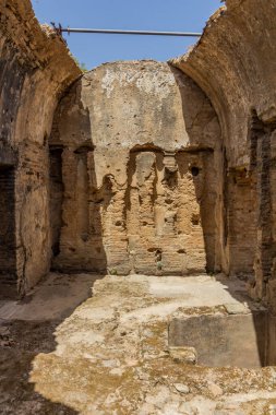 Yunanistan 'ın Mora yarımadasındaki Antik Olympia' da Leonidaion hamamlarının kalıntıları