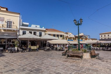 ZAKYNTHOS, GREECE - AUGUST 9, 2021: Agiou Markou square in Zakynthos town on Zakynthos island, Greece