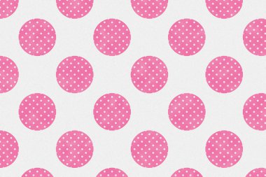 Pembe daire polka dot desen kağıdı tasarım kaydırma için Beyaz Kağıt arka plan üzerinde
