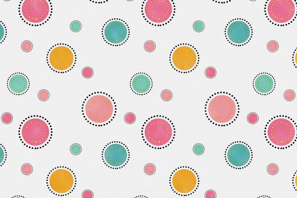Colourful dashed circle and small polka dot with paper textured for background and wrapping paper design
