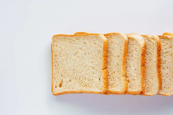 Scheiben Geschnittenes Feines Vollkornbrot Auf Weißem Hintergrund Für Speisen Und — Stockfoto