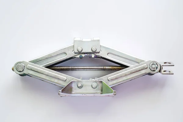 Portable Car Scissor Jack White Background Vehicle Transportation Concept — Stock Photo, Image