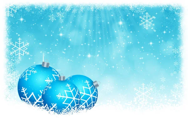 Abstract Blue Xmas Balls Stars Snowflakes Background Winter Season Christmas — Stock Photo, Image