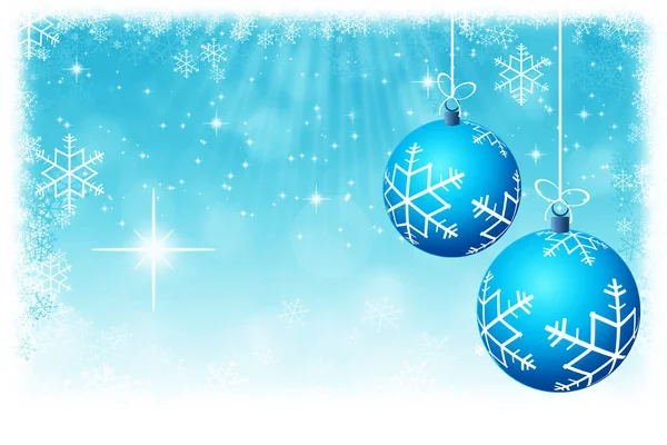 Abstract Blue Xmas Balls Stars Snowflakes Background Winter Season Christmas — Stock Photo, Image
