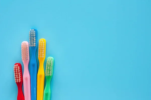 Toothbrush Used Cleaning Teeth Blue Background Dental Care Concept — Stock Photo, Image