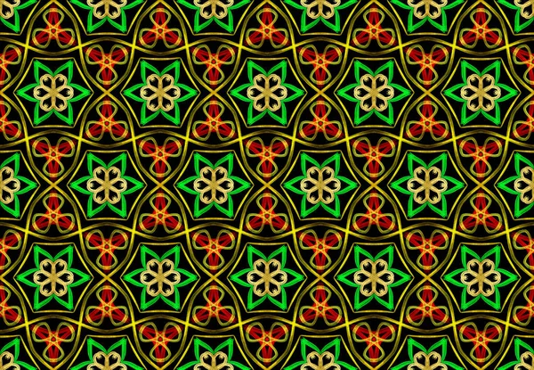 Oriental pattern green color, illustration. Flower Mandala. Vintage decorative elements. Ornament. Isolated on a black background.