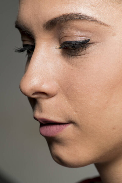 Close-up face profile of a young girl