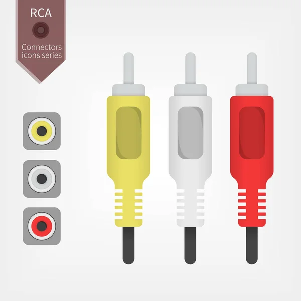 Realistische Multimedia-RCA-Steckverbinder Vektor-Illustration. — Stockvektor