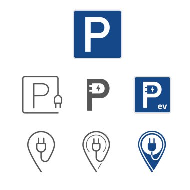 Ev Park yer işareti ve harita işaretçi. Düz Icons set