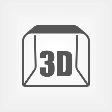 3D baskı basit satırı simgesi. İzole arka plan düz sembolü