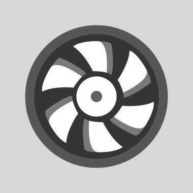 Bilgisayar soğutucu illüstrasyon. Bilgisayar cpu fan düz simgesi