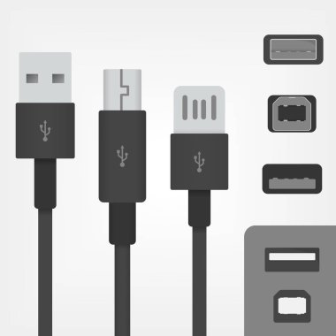 USB tipi bir ve B tipi arabirimleri simgeler vektör.