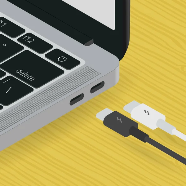 Ein USB-Typ c Hexe modernen Laptop icometric Vektor-Design — Stockvektor