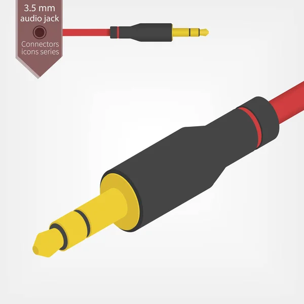 Isometrische 3,5 mm Kabelvektordarstellung. Volumetrisches Design des Audio-Anschlusses — Stockvektor
