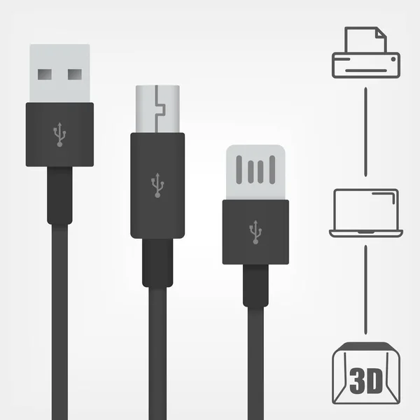 USB tipo A y tipo B interfaces de iconos vectoriales . — Archivo Imágenes Vectoriales
