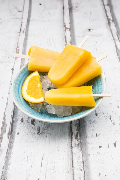 Close Homemade Orange Popsicles — Stock Photo, Image