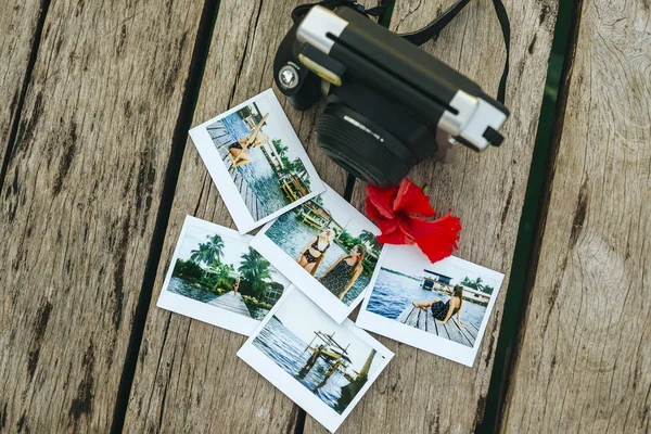 Panamá Bocas Del Toro Fotografias Instantâneas Câmera Molhe Madeira — Fotografia de Stock