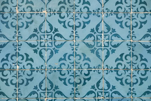 Portugal Lissabon Chiado Deel Van Muur Met Witte Blauwe Azulejos — Stockfoto