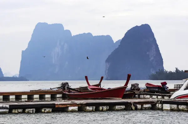 Ταϊλάνδη Πέμα Πλωτό Ψαροχώρι Ψαρόβαρκες — Φωτογραφία Αρχείου