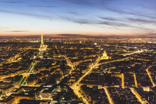 France Ile France Paris Panoramic Aerial View City Dusk — Stock Photo, Image