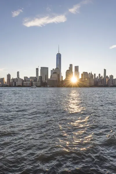 Usa New York City Manhattan New Jersey Stadtbild Bei Sonnenuntergang — Stockfoto